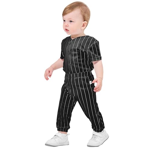 Image of Yuji Itadori Toddler Boys Baseball Pants Set Striped Sport Shorts Set Kids Button Down Shirts Elastic Waist Pants