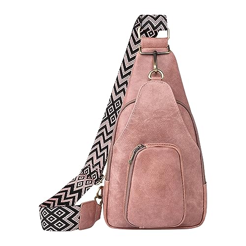 Sac banane rose pour voyage et sport - Sac à bandoulière femme aspect cuir uni