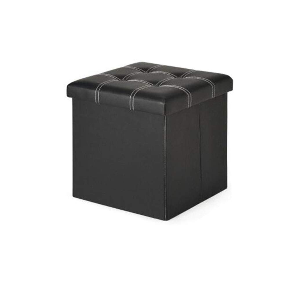 Ottoman pliable noir gain de place pour ranger vos plaids