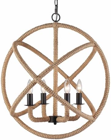 Golden Lighting Marina 4-Light Chandelier in Natural Black