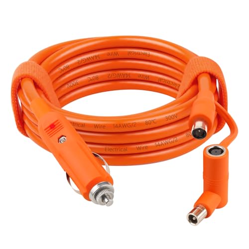 12V/24V DC Power Extension Cable with Cigarette Lighter Plug 6FT – Heavy Duty 14AWG Cable with DC7909 Plug & DC8020 Adapter for Power Stations, Trucks, RVs, Fridges and More