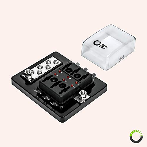 6 Way Blade Fuse Box with Ground Negative Bus bar for Automotive [ATC/ATO Blade Fuses] [100 Amp] [LED] [Protection Cover] [12V - 30V DC] Auto Marine Ground Fuse Block - Thumbnail 5