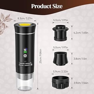 GJCrafts Macchina da caffè portatile, 3 in 1 a batteria macchina per caffè espresso, compatibile con capsula e caffè macinato, gadget per camper e regali da campeggio (nero)