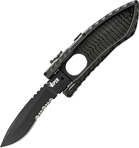 Schrade SCHSA2DBS Viper Assisted Side-Opening Drop-Point Folding Knife, 3-Inch, Black
