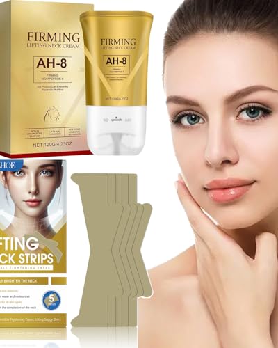 Nascence AH-8 Neck and Eye Cream Set with Electric Massage Tightening, Anti-Wrinkle Treatment with Red Light, Deep Moisturizer Bundle Care (neck cream and tap)