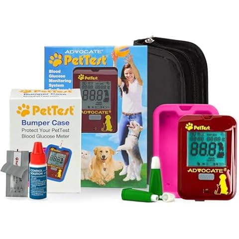 Beginner Pet Glucose Monitoring Kit & Pink Bumper Case for Dogs & Cats | Cat & Dog Glucose Monitoring Kit with Classic Glucose Monitor, Test Strips, Safety Lancets, Glucometer Silicone Case, & More Cover