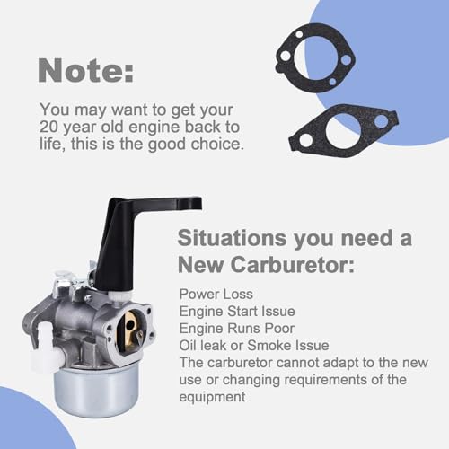 696065 697422 Carburetor Kit Fits for 110402 110412 5HP 5.5HP 6HP 6.5HP 7HP Tiller Engine Carb Rototiller Troy Generator Intek Motor Water Pump Replace Carb - Thumbnail 4