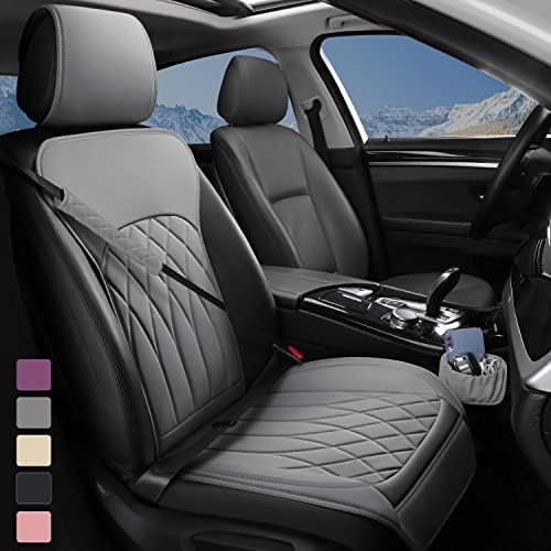 BEITK Leather Front Car Seat Cover - Universal Sideless Protector With Storage Pocket & Seat Belt Pad, Pink - View #5