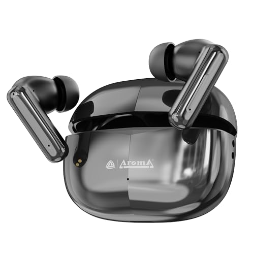 Image of AROMA TWS1 Pulse V5.4 True Wireless Earbuds, Shiny Black | Bluetooth Headphones, Up to 60H Playtime, ENC, Fast Charging, Heavy Bass