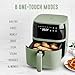 GreenLife Compact Electric Air Fryer Oven, 5.3 QT, PFAS-Free Ceramic Nonstick Drawer, 8 One Touch Digital Display, Easy View Window, Auto Shut-Off Timer, Dishwasher Safe Parts, 1500 Watts, Sage