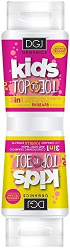 DGJ Organics | Kids Shampoo & Body Wash | Top to Toe Rhubarb & Custard | 3 in 1 Shampoo, Conditioner and Body Wash | Fun in the bath for kids!