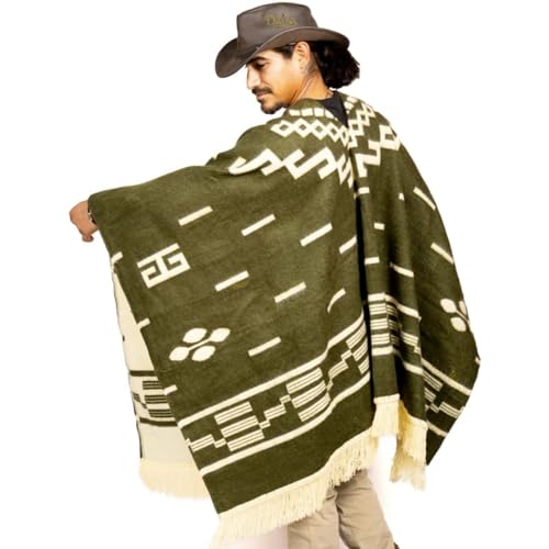 Clint Eastwood, Alpaca Wool Poncho: Western Style, Unique and Handmade in Ecuador. Thick, Warm and Soft Wool Poncho