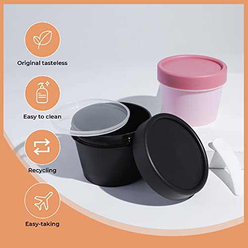 LONGWAY 3.4oz/100ml Empty Leakproof Cosmetic Pot Jars，Wide-Mouth Plastic Mask Container with Dome Lids for Beauty Products, DIY Slime Making or Travel Storage MakeUp（Black）4