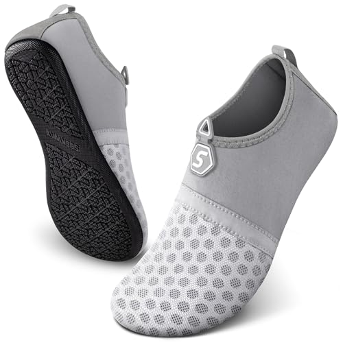 Image of SEEKWAY Water Shoes Quick-Dry Aqua Socks Barefoot Slip-on for Beach Pool Swim River Yoga Lake Surf Women Men Black SK001