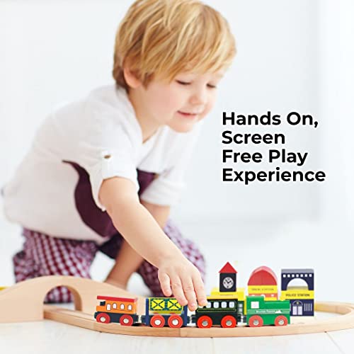 On Track Usa DT4003 Wooden Train Set 100 Piece All In One Wooden Toy Train Tracks Set thumb #3