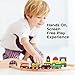 On Track USA Wooden Train Set 35 Piece All in One Wooden Toy Train Tracks Set with Magnetic Trains and Railway Accessories, Comes in A Clear Container, Compatible with All Major Brands