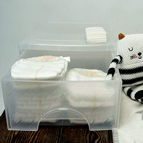 Rotho Frontbox kleine Schubladenbox 1 Schub, Kunststoff (PP) BPA-frei, transparent, klein (35.0 x 26.0 x 14.0 cm), Nicht zutreffend
