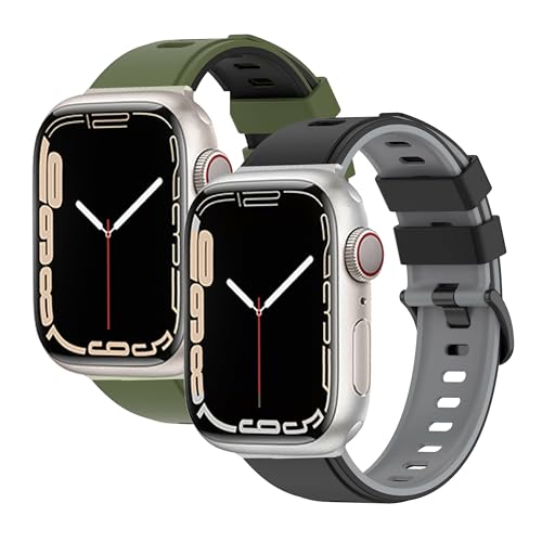 2 Pack Watch Bands Compatible with Apple Watch Band 44mm 45mm 46mm 42mm 49mm Men Women Soft Sports Silicone Band Replacement Watch Strap for iWatch SE Series 10 9 8 7 6