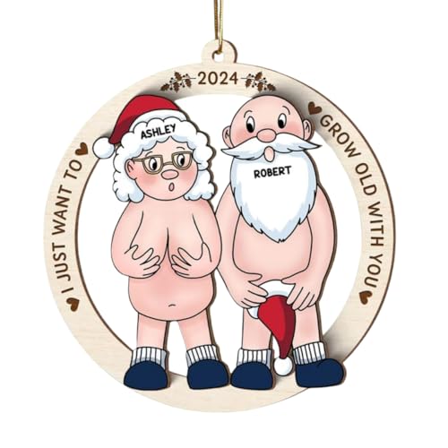 I Want to Grow Old with You Ornament,Funny Old Couple Personalized 2-Layer Wooden ORN@Ment for Him for Her, Funny Christmas ORN@Ment, Funny Couple Ornament