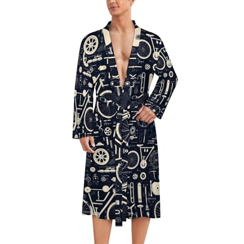 Peignoir de bain pour homme léger imprimé vélo vêtement de nuit kimono