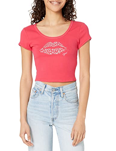 Haut côtelé GUESS femme à strass confortable pour sublimer la silhouette fine