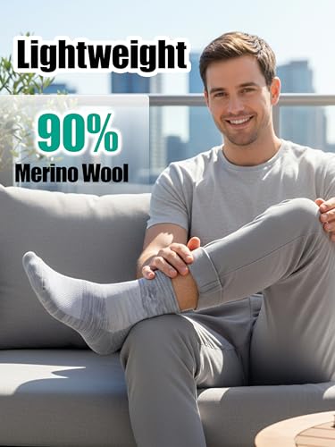 Image of Merino Wool Ankle Socks, Men's Women's 90% Wool Athletic Thin Running Moisture Wicking Socks, 3 Pairs