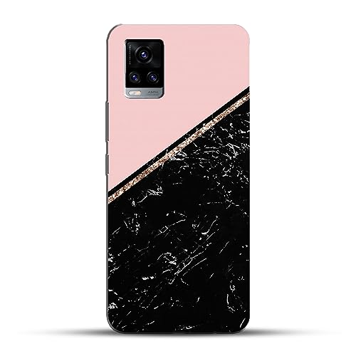 Image of COLORflow Back Cover Compatible with Vivo V20 | Beautiful Black Pink Marble | Designer Printed Hard CASE Bumper Back Cover Compatible with Vivo V20