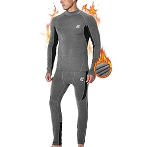 MeetHoo Thermo-ondergoed voor heren, ademend, sneldrogend, thermisch ondergoed met hoge kraag, basislaag, voor skiën, fietsen, hardlopen, training