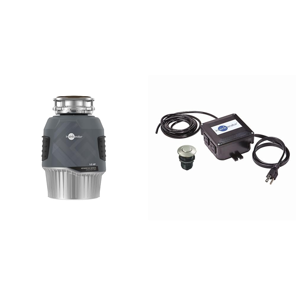 InSinkErator EVOLUTION 1HP 1 HP, Advanced Series Continuous Feed Food Waste Garbage Disposal, Gray & STS-OOSN Garbage-disposals, Satin Nickel