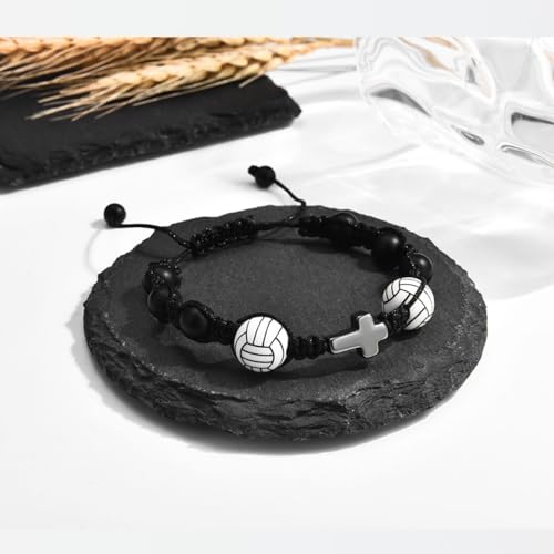Leyung Football Baseball Basketball Soccer Volleyball Cross Bracelet, Gifts for Teens Boys Girls on Easter Christmas Birthday Graduation Valentines Day2