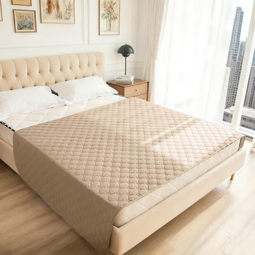Image of gogobunny 100% Double-Sided Waterproof Dog Bed Cover Pet Blanket Sofa Couch Furniture Protector for Puppy Large Dog Cat, Reversible (82x102 Inch (Pack of 1), Dark Beige /Light Beige)