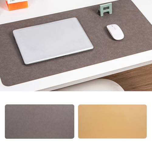 Tapis de souris géant en cuir bicolore gris et kaki 70x35cm sous-main étanche