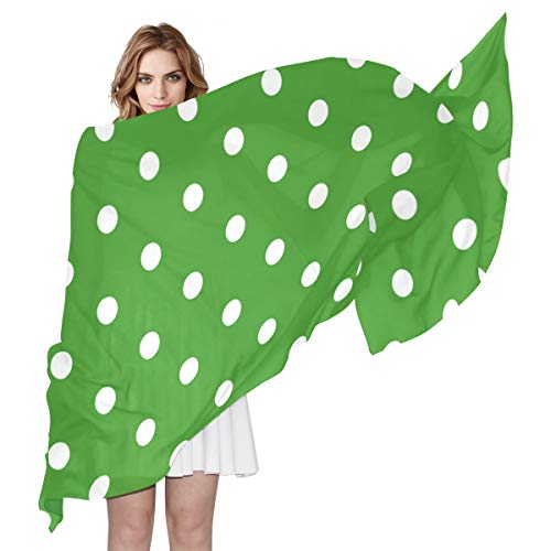Alaza Fashion Scarves Women Green White Polka Dot Ornament Shawl Wrap Long Chiffon Scarf For Outdoor #TOP1