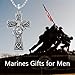 ROMANTICWORK Marines Cross Necklace 925 Sterling Silver Marines Pendant Celtic Jewelry for Men Father