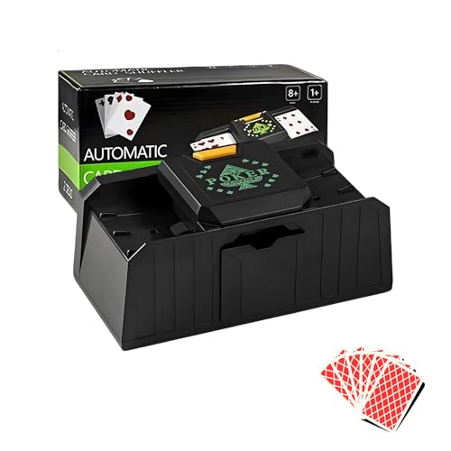 Sonhomay Automatic Card Shuffler, Electric Card Shuffler for 1-2 Decks Battery & Type-C Powered Shuffling Machine with U-Shaped Design for UNO Poker Blackjack Texas Hold'em Skip-Bo Phase 10