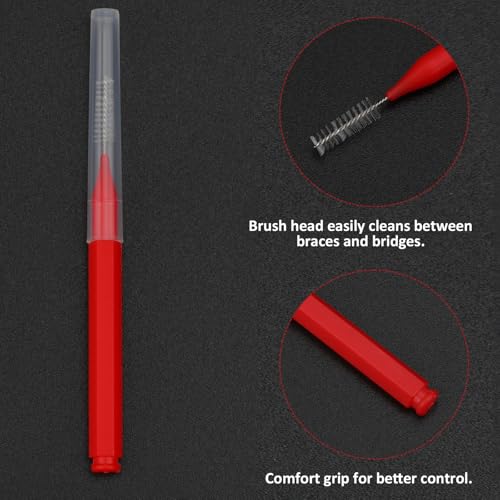 Image of Patelai 100 Pieces Braces Dental Brush for Cleaner Interdental Toothpick Dental Tooth Flossing Head Oral Hygiene Flosser Toothpick Cleaners Tooth Tool(Green, Red,Proper Size)