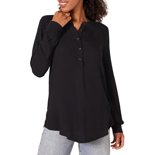 Amazon Essentials Blusa Tejida de Manga Larga Mujer, Negro, XXL