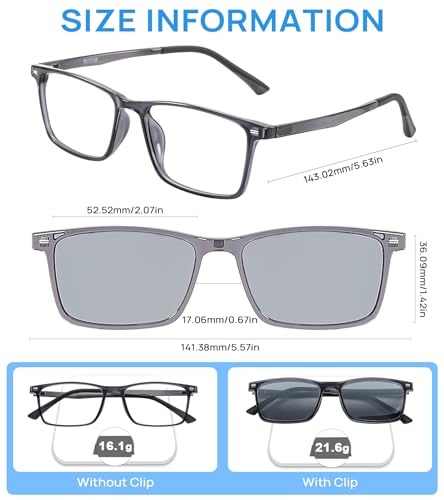 Image of Blue Light Blocking Glasses Men with Polarized Sunglasses Clip for Driving, Computer Glasses Reduce Eyestrain