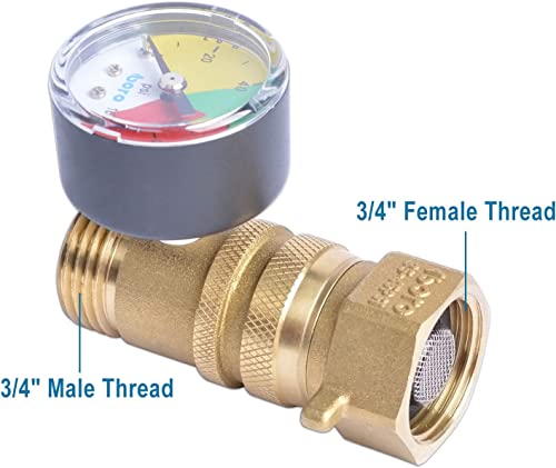 Valfluids Rv Water Pressure Regulation,3/4" Garden Hose Thread, For Rv Camper, Hose, Trailer, Setting 35-45 Psi (With Gauge) #TOP2