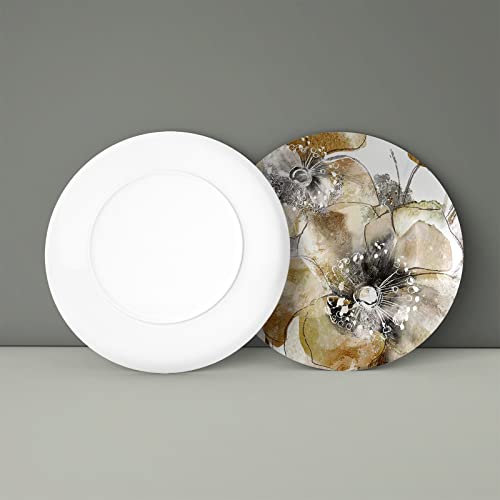 Taupe Spring Poppy Decorative Plate Handmade Ceramic Art Painting Wall Hanging For Living Room, Bedroom, Hallway Console Side Table Decor - 8 Inches #TOP1