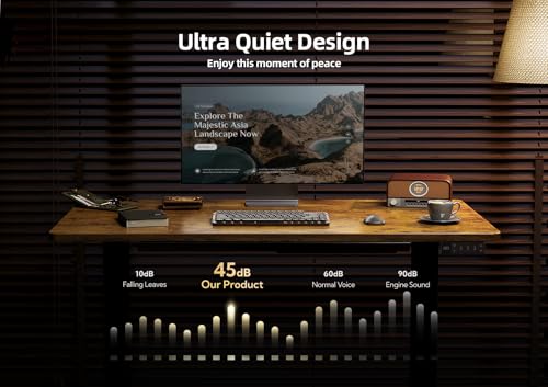 Image of Claiks Electric Standing Desk with Drawer 40 Inch Rustic Brown