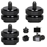 BIVYAX Kamera Blitzschuh Adapter Blitzschuhadapter 3 Stück, Kamera Adapter Gewinde 1/4 Zoll mit Stativgewinde für Blitz, Mikrofon, LED Lampe, Actioncam, Smartphone Halterung