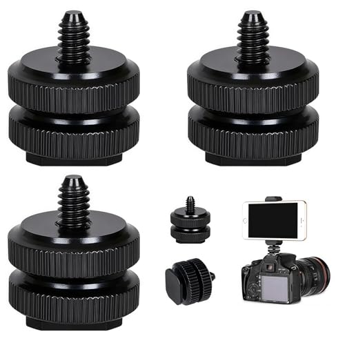 BIVYAX 3 Pezzi Hot Shoe1/4,Adattatore Hot Shoe 1/4,Hot Shoe Mount,Slitta a Caldo Vite Per Treppiede,Montaggio Slitta Fotocamera Su Adattatore Vite,Adattatore Per Slitta a Contatto Caldo Per Fotocamera