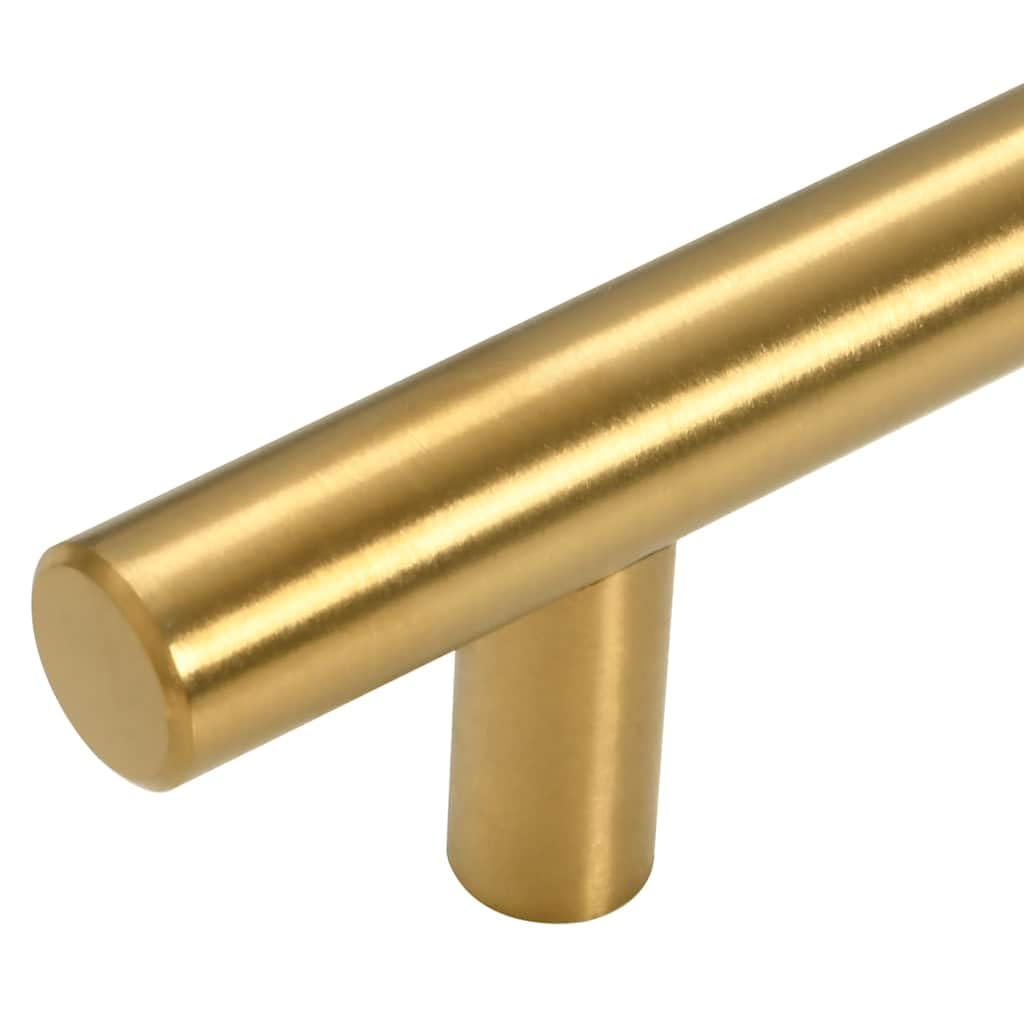 Tiradores para muebles en forma de T, de acero inoxidable, dorado, juego de 10 unidades, con distancia entre orificios de 64 mm, para armario, cajón, puerta, cómoda, longitud de tornillo de