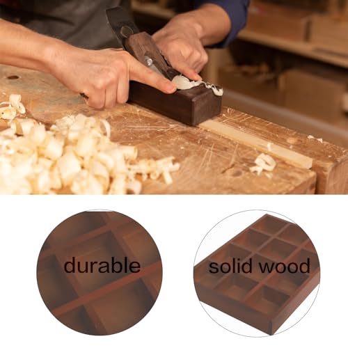 Image of Nsmykhg Wooden Drawer Organizer, 2 Pack 12 Grid Sorting Tray for Arts & Crafts, Stationery, Small Items, Dark Brown, Divided Tray, Home Office & Craft Supplies Organizer (13.2x9.2x1.5 Inches)