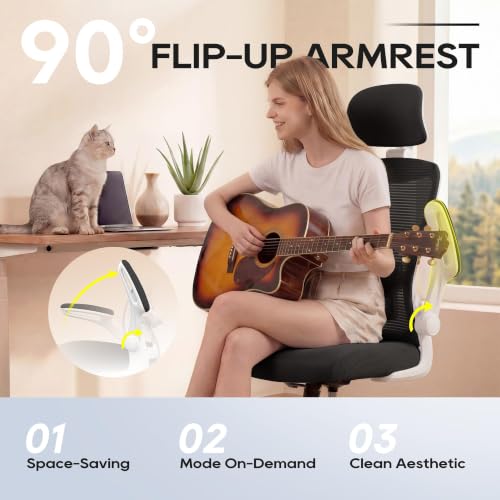 Image of Ergonomic Office Chair for Long Hours, Adjustable Padded Lumbar Support for Lower Back Relief, 330 lb Capacity, Comfortable Computer Desk Chair for Home Office, Work & Study