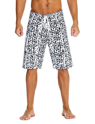 Unitop Men's Board Shorts Quick Dry Swim Trunks Black and White 40