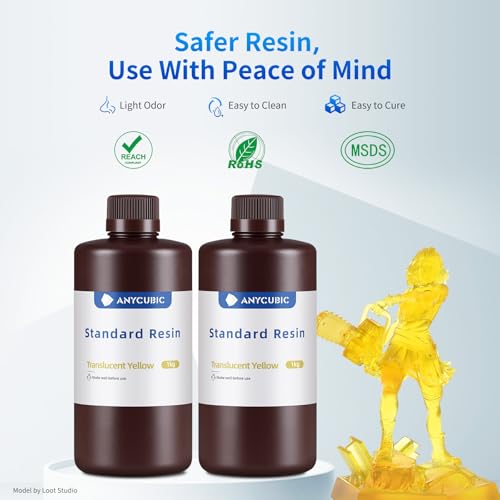 Image of ANYCUBIC 3D Printer Resin, 405nm SLA UV-Curing Resin with High Precision and Quick Curing & Excellent Fluidity for LCD 3D Printing (Clear Yellow, 1kg)