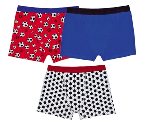 Image of Tom Franks | Pack Of 3 | Boys Underwear Trunks Boxer Shorts with Football Design Print | (UK, Age, 7 Years, 8 Years, Regular, Assorted)