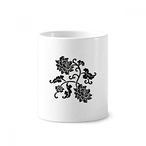Plante en céramique rangement pinceaux maquillage fleurs noir pot brosse à dents